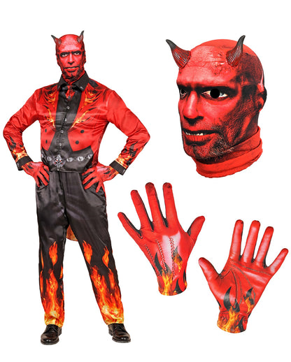Teufel Schnellkostüm mit Maske & Handschuhe