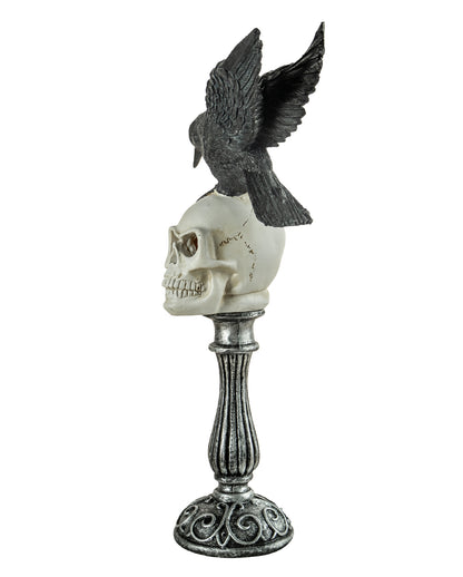 Skull Bust With Raven With Spread Wings & LED 35cm