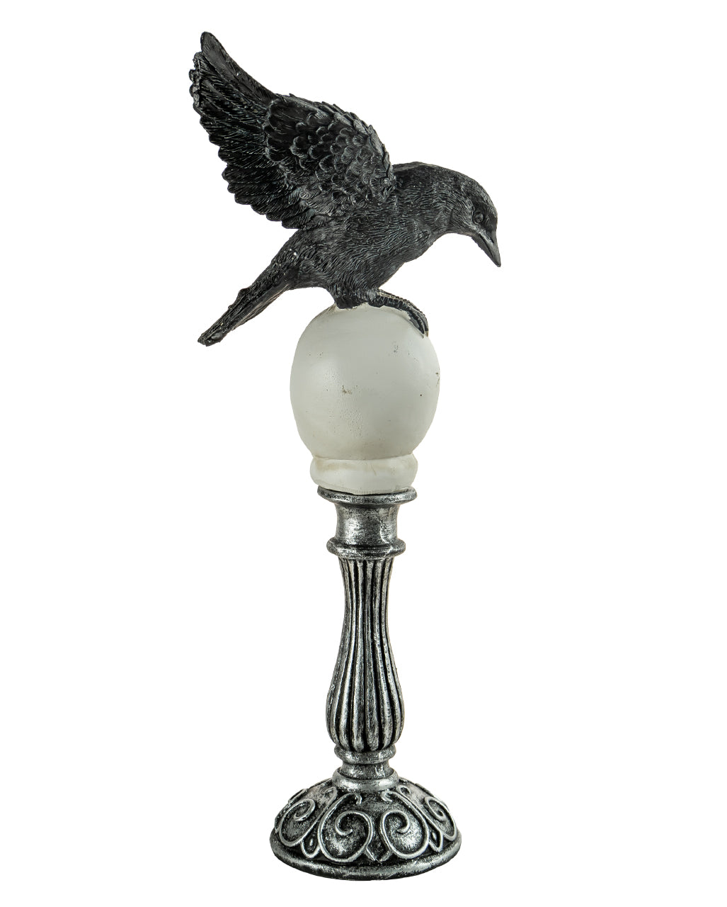 Skull Bust With Raven With Spread Wings & LED 35cm