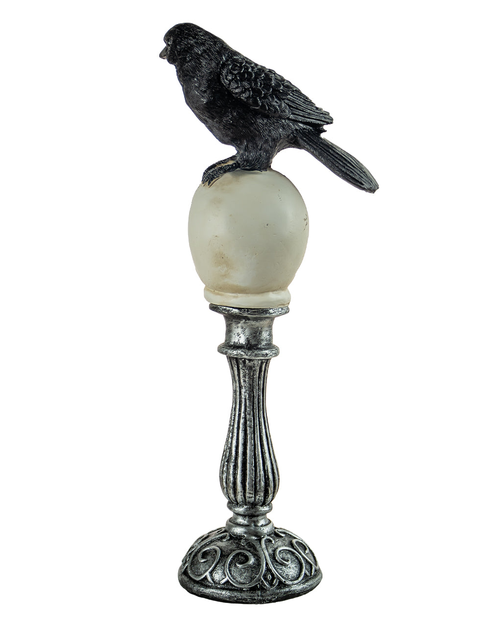 Buste Tête De Mort Avec Corbeau & éclairage LED 31cm