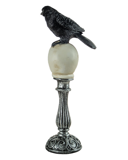 Buste Tête De Mort Avec Corbeau & éclairage LED 31cm