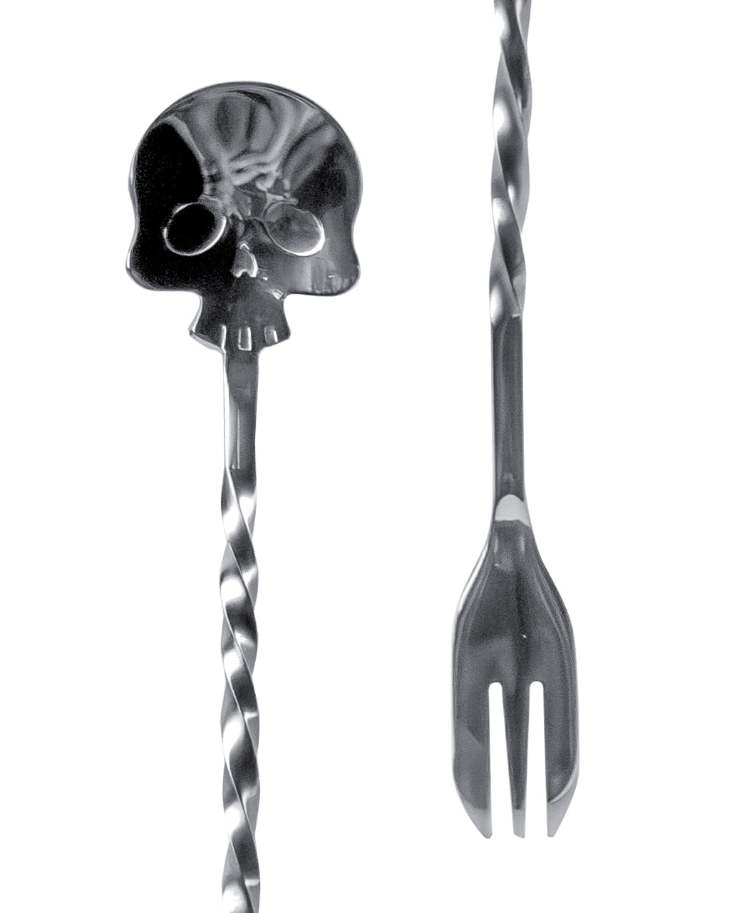 Totenkopf Cocktail Löffel & Gabel