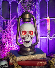 Totenkopf Grubenlaterne mit LED 24cm