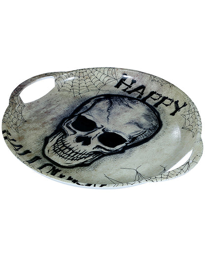 Totenkopf Halloween Tablett mit Griffen 30cm