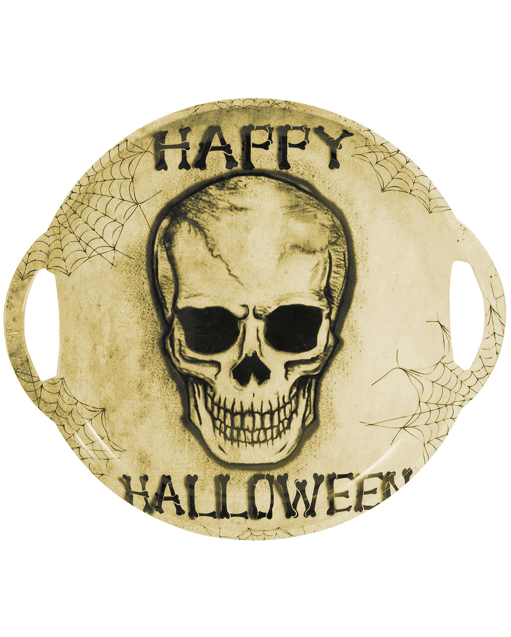 Totenkopf Halloween Tablett mit Griffen 30cm