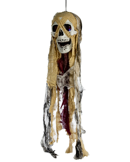 Totenkopf im Fetzenlook mit Leuchtaugen 75cm