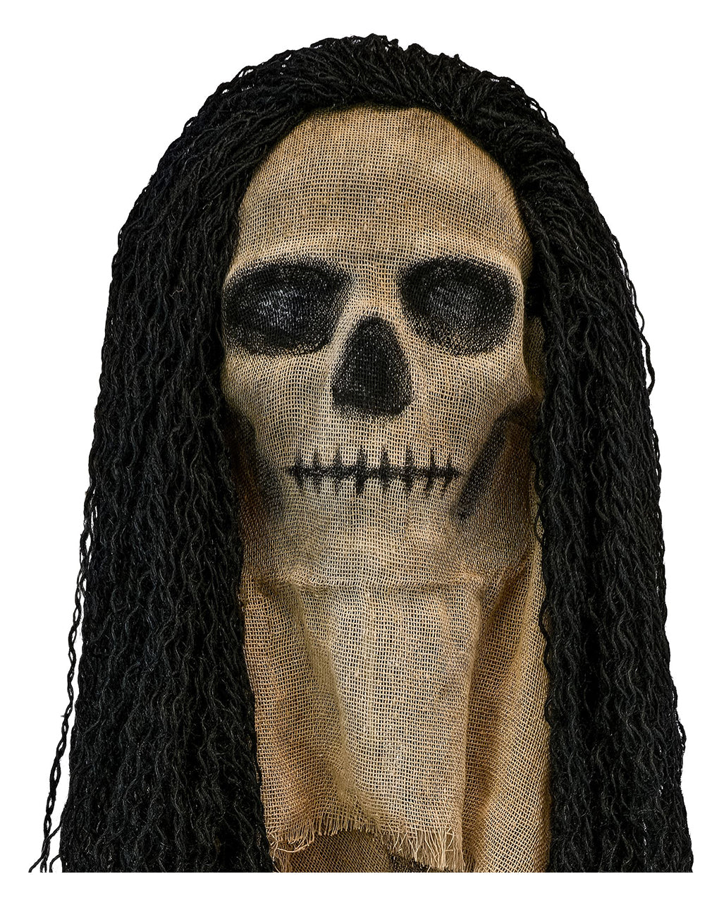 Totenkopf Jute Maske mit Kapuze & Haaren