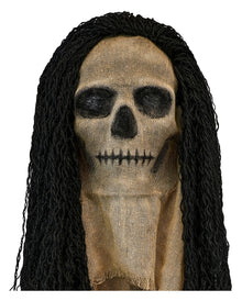 Totenkopf Jute Maske mit Kapuze & Haaren