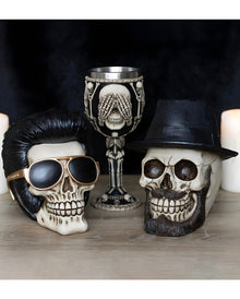 Totenkopf Kelch mit 3 Totenschädeln & Knochen als Motiv 19cm