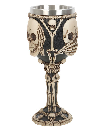 Skull Goblet With 3 Skulls & Bones As Motif 19cm