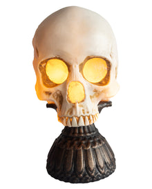 Totenkopf mit Flammenlicht & Gruselsound 28cm