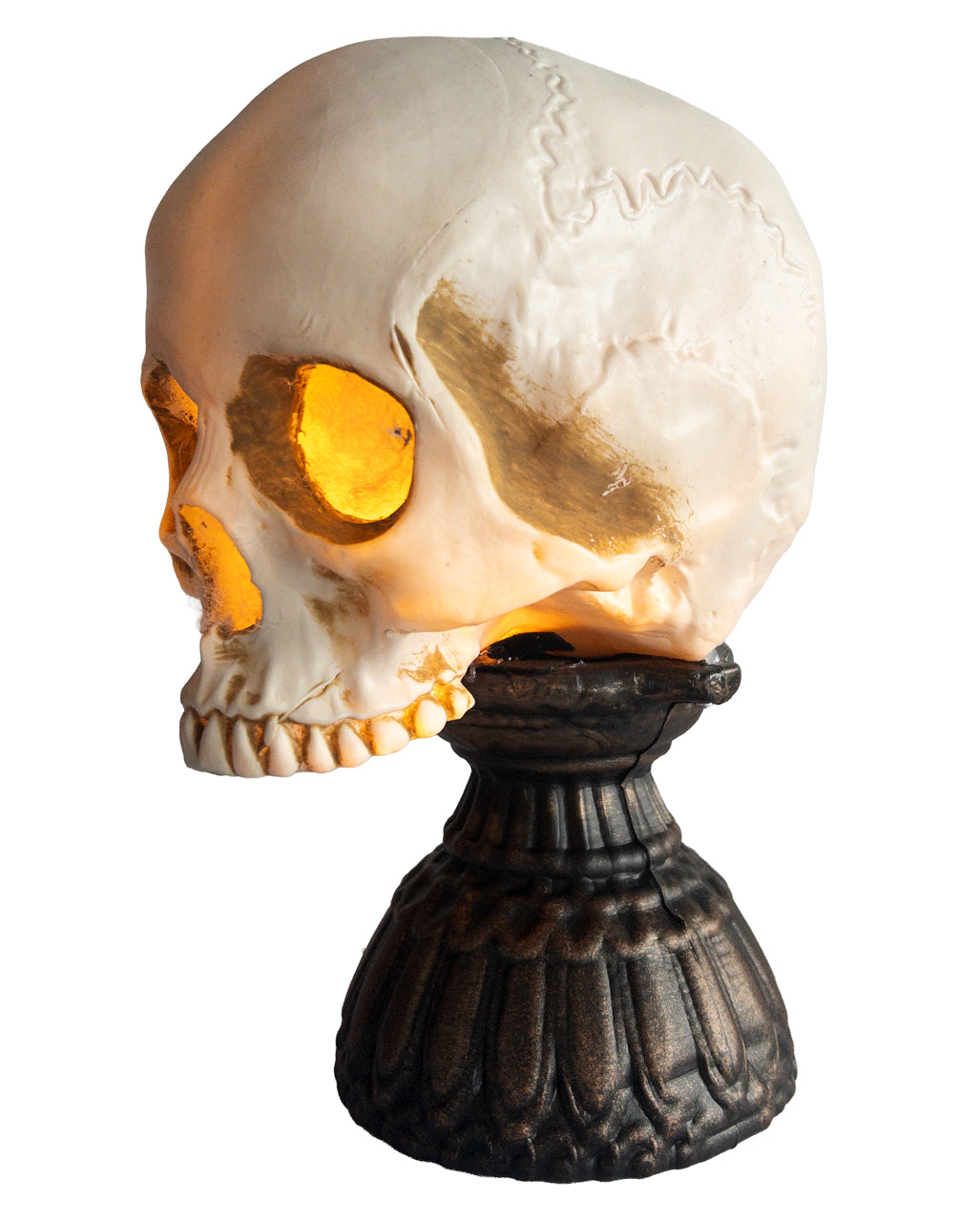 Totenkopf mit Flammenlicht & Gruselsound 28cm