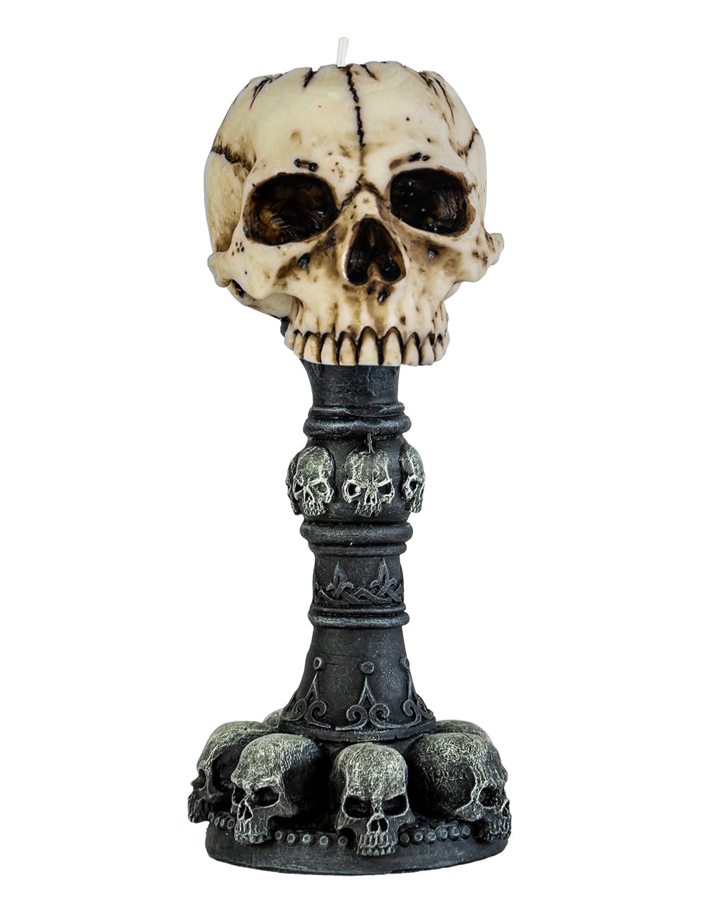 Totenkopf Teelichthalter mit kleinen Schädeln 17cm