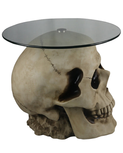 Totenschädel Tisch mit Glasplatte 56,5cm