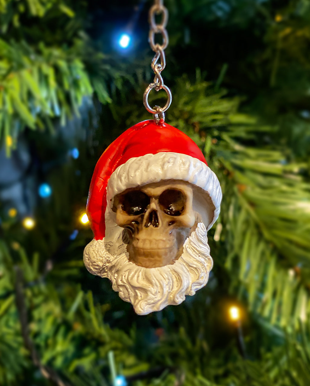 Totenkopf Weihnachtsmann Schlüsselanhänger