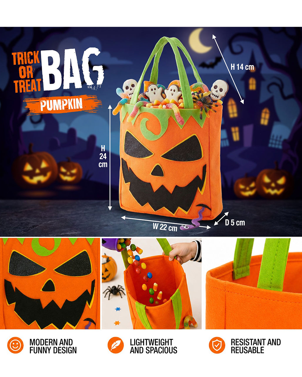 Trick or Treat Pumpkin Sammeltasche
