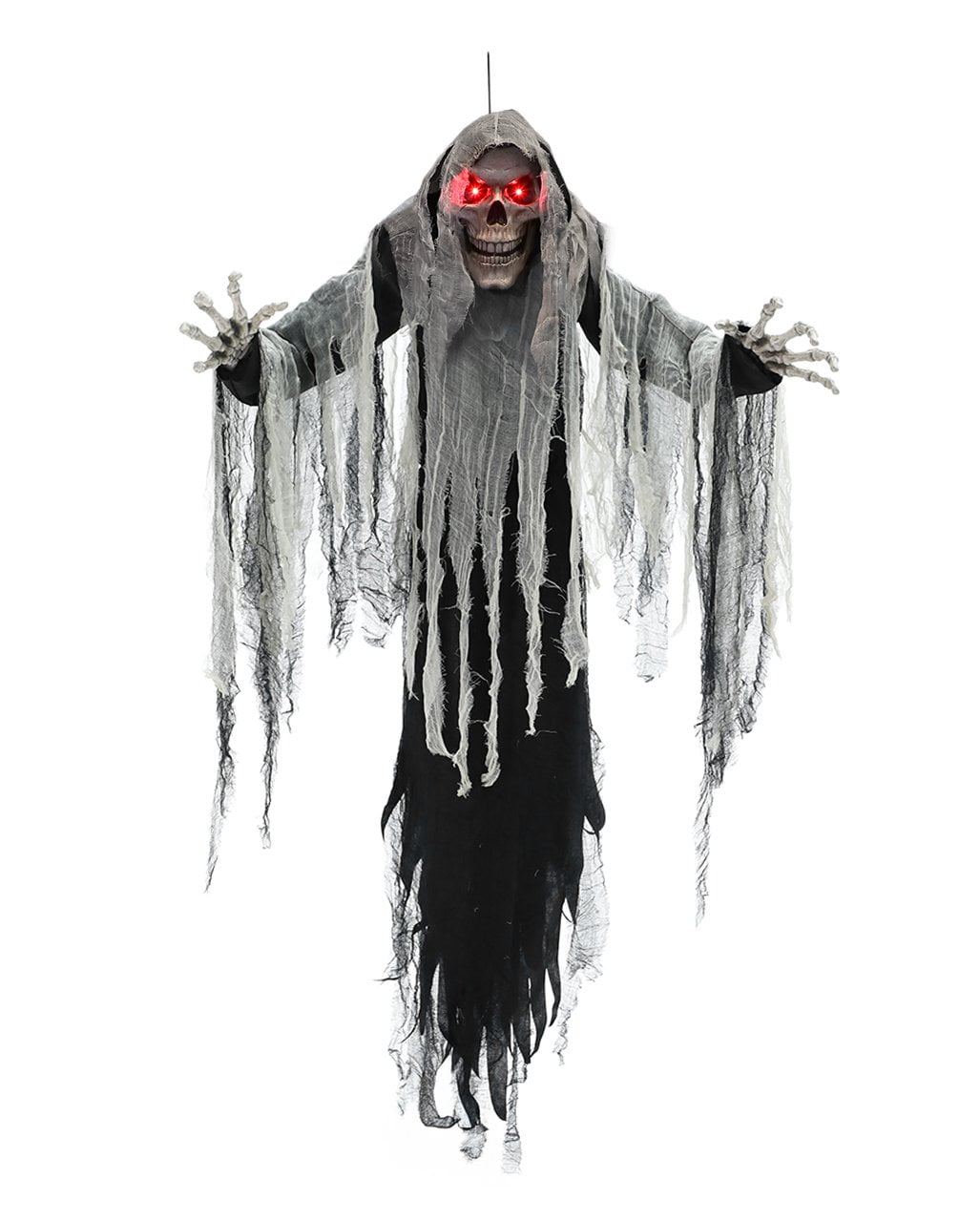 Spaventoso Scheletro Fantasma Da Appendere Con Luci E Suoni 182 Cm