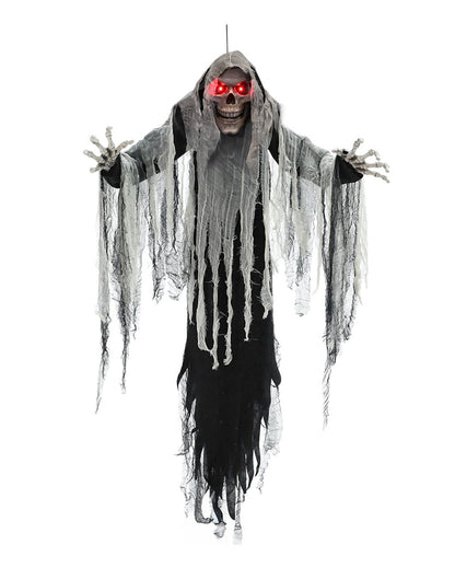 Spaventoso Scheletro Fantasma Da Appendere Con Luci E Suoni 182 Cm