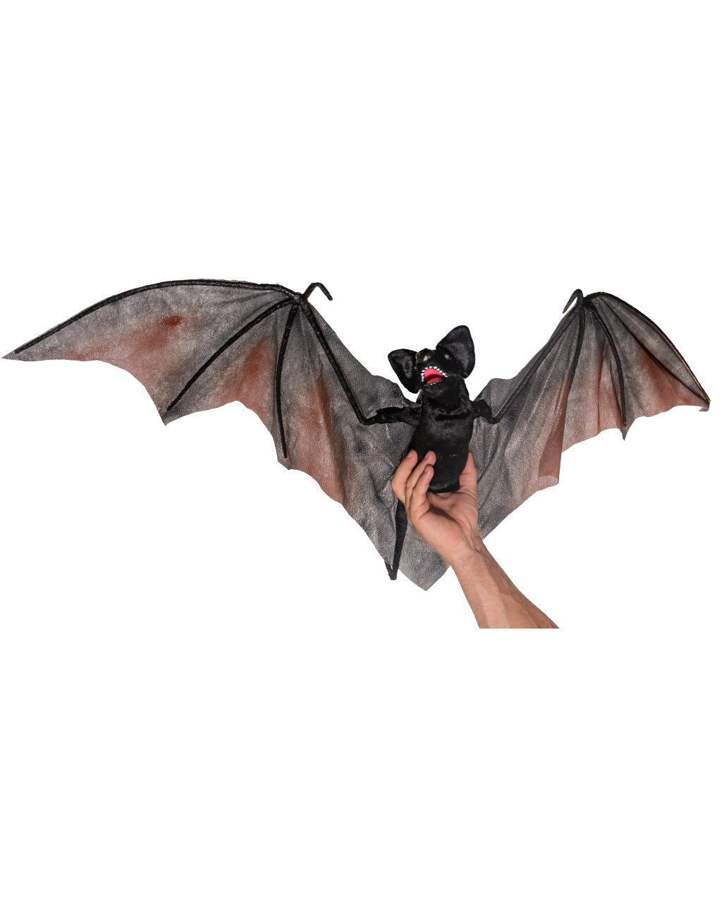 Schwarze Fledermaus mit Bewegung & Leuchtaugen 122 cm
