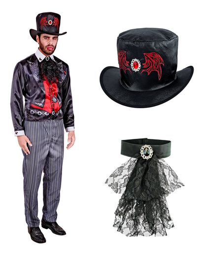 Vampir Schnellkostüm mit Hut & Jabot
