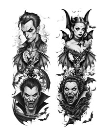 Vampir Tattoo Effekt Strumpfhose