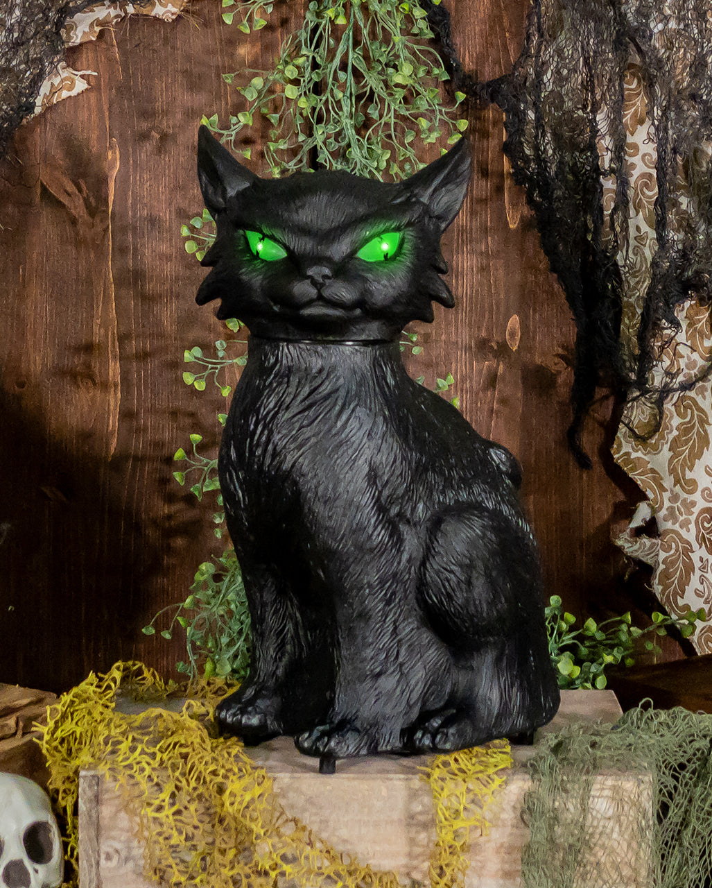 Verhexte Schwarze Katze mit Bewegung, Light & Sound 34cm