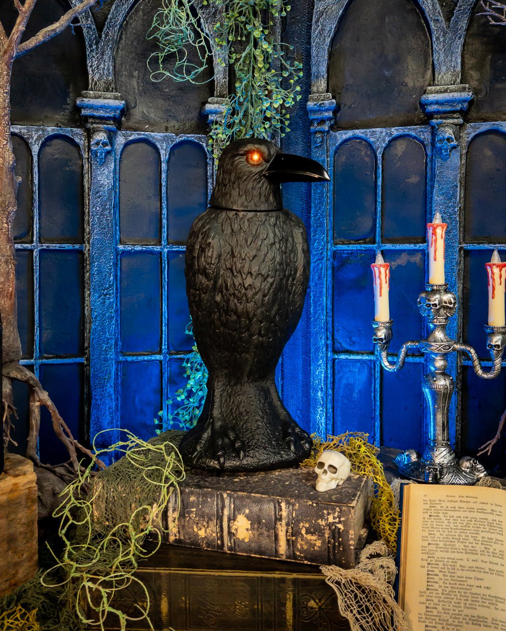 Bewitched Black Raven With Movement, Light & Sound 39cm