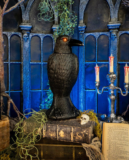Bewitched Black Raven With Movement, Light & Sound 39cm