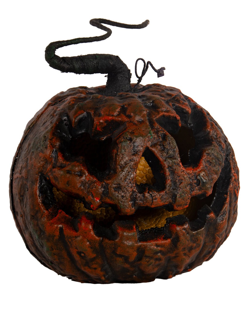 Rotten Halloween Pumpkin With Stalk & LED Light 25cm