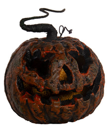 Verrotteter Halloween Kürbis mit Strunk & LED Licht 25cm