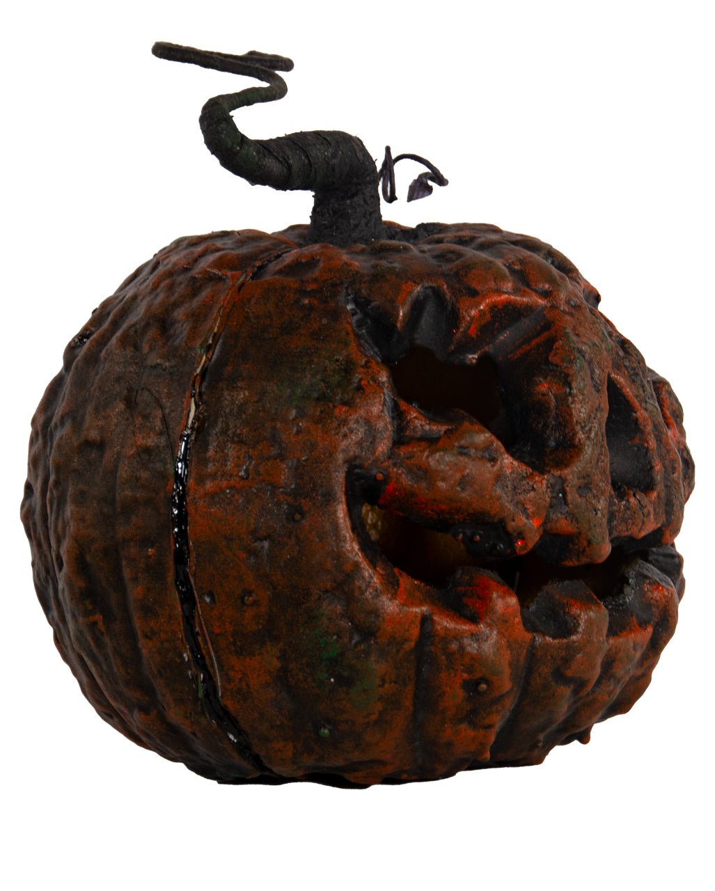 Rotten Halloween Pumpkin With Stalk & LED Light 25cm