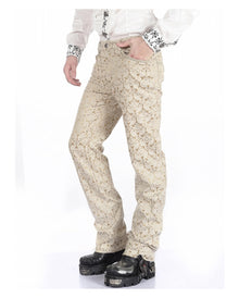 Beige Herren Gothic Brokat Hose