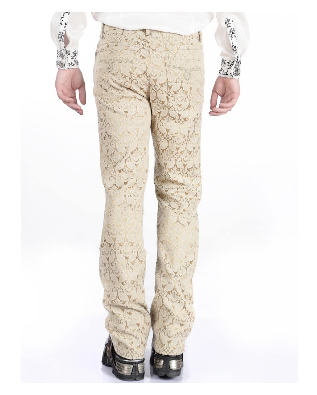 Beige Herren Gothic Brokat Hose