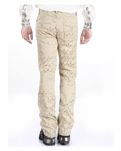 Beige Herren Gothic Brokat Hose