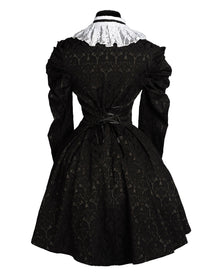 Viktorianisches Gothic Kleid mit Brokat Spitzenkragen