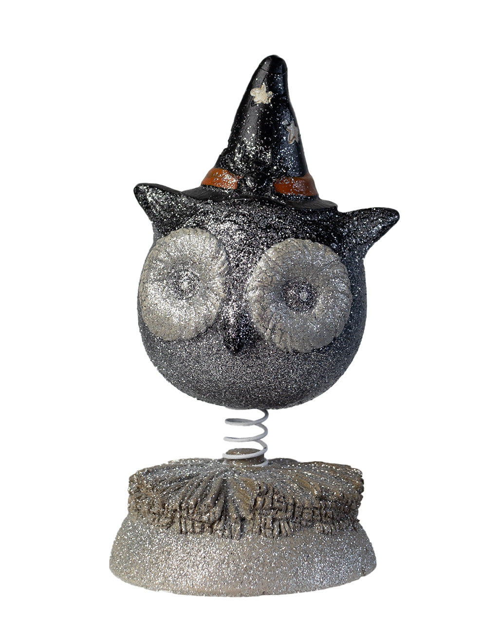 Halloween Bobble Head Eule mit Hexenhut Dekofigur 15cm