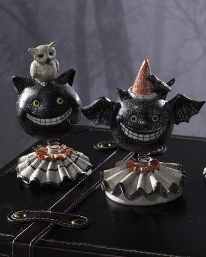 Halloween Bobble Head Katze mit Eule Dekofigur 15cm
