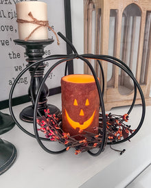Shabby-Chic Jack-O-Lantern LED Wachskerze mit Timer 10cm