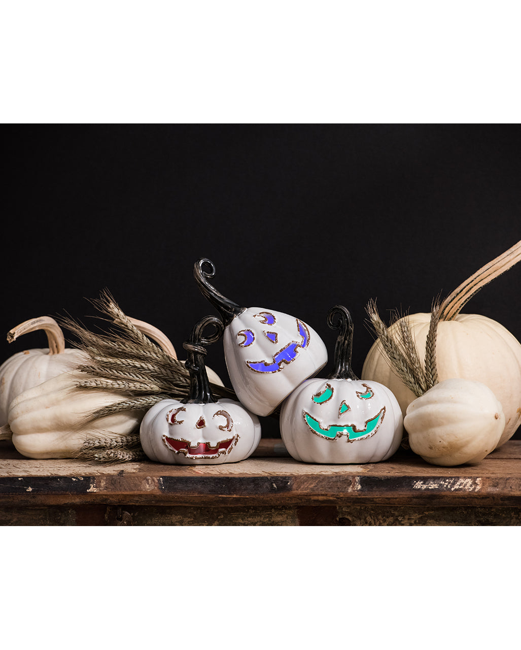 Halloween Vintage Keramik Kürbis mit LED