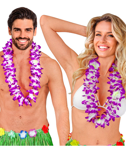 Violette Hawaiikette mit Blüten