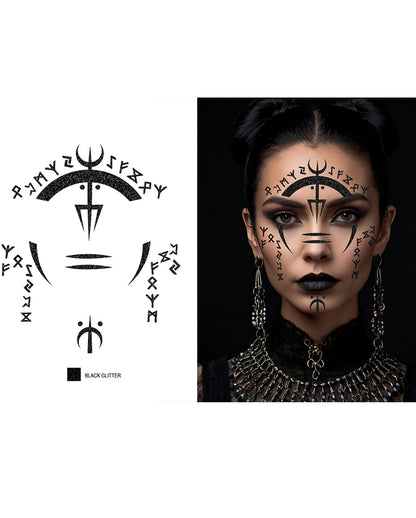 Voodoo Witch Glitter Face-Tattoo 13x15cm