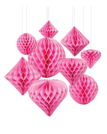 Waben Hängedeko Set 12 St. Pink