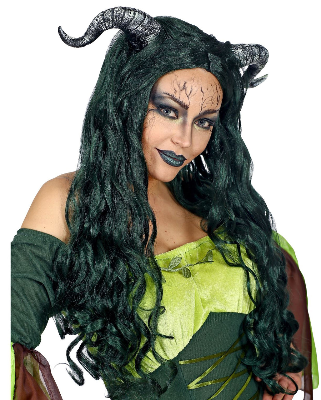 Waldhexen Perücke mit Hörnern