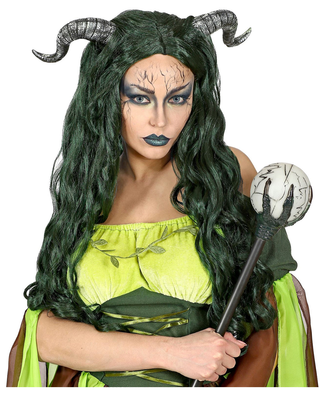 Waldhexen Perücke mit Hörnern