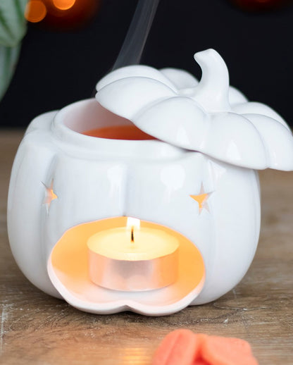 White Jack-O-Lantern Pumpkin Scented Lamp