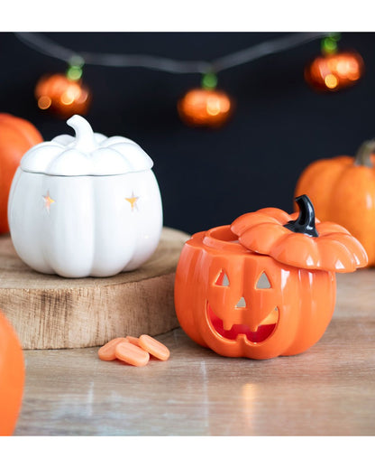 White Jack-O-Lantern Pumpkin Scented Lamp