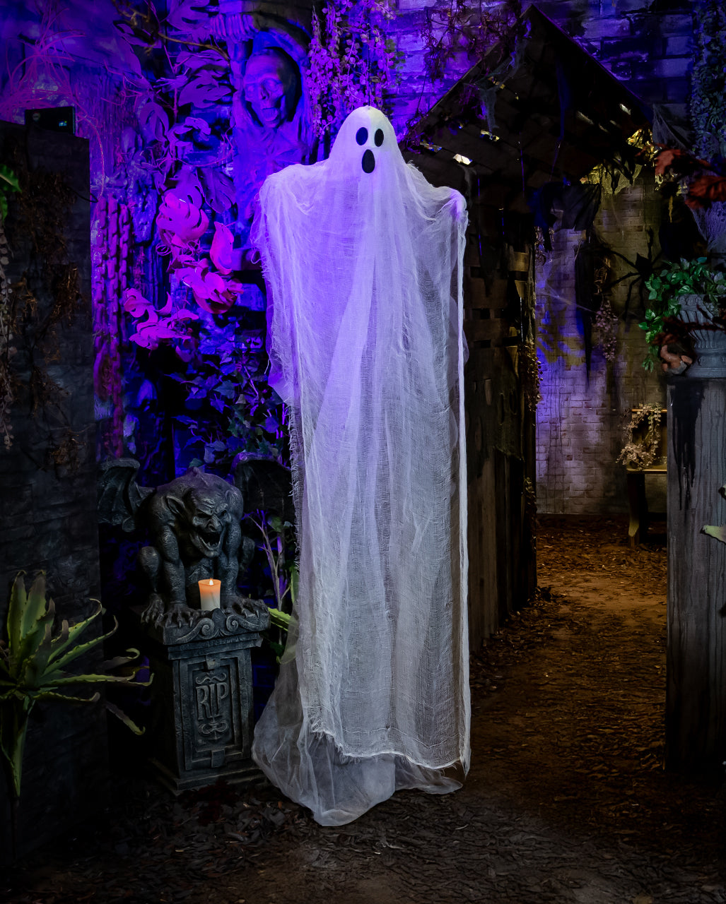 Witte Ghost Halloween Hangfiguur 180 Cm