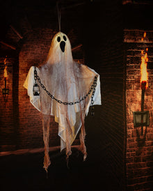 Fantasma Bianco Con Illuminazione Come Figura Appesa 90 Cm
