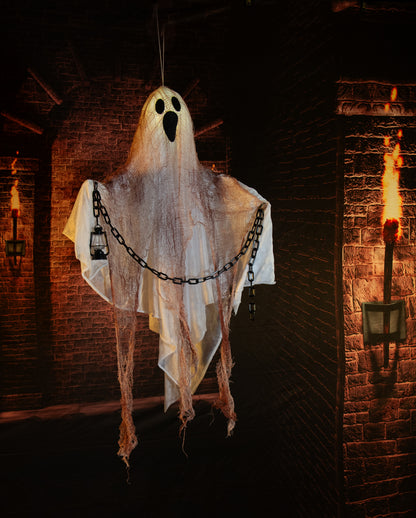 Fantasma Blanco Con Iluminación Como Figura Colgante 90cm