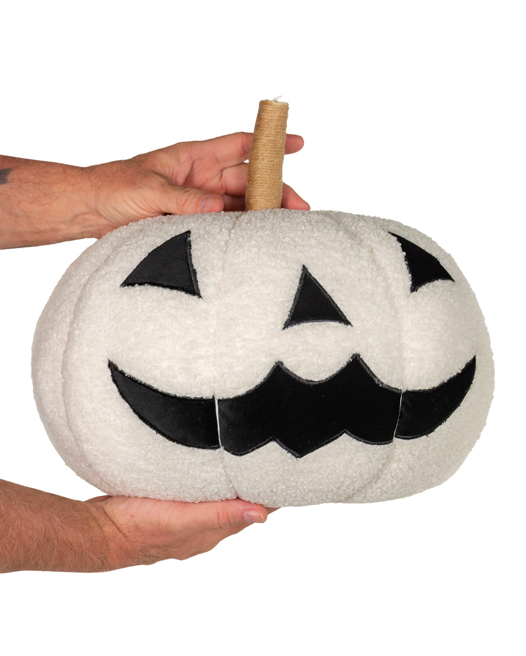 Weißer Halloween Kürbis als Zierkissen Ø 34cm